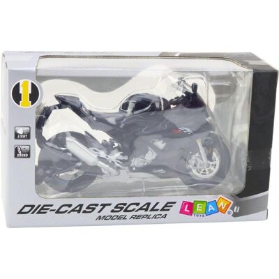 Lean Toys Sport Motorrad Metall Lichter Sounds Schwarz S1000 1:12 Lean Toys Sport Motorrad Metall Lichter Sounds Schwarz S1000 1:12