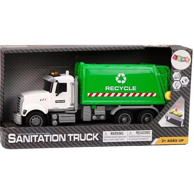 Lean Toys Weisser und grüner Müllwagen Lean Toys Weisser und grüner Müllwagen