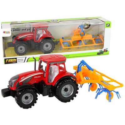 Lean Toys Roter Traktor mit Rechen-Reibungsantrieb Lean Toys Roter Traktor mit Rechen-Reibungsantrieb