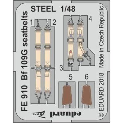 Eduard Bf 109G seatbelts STEEL for Eduard Bf 109G seatbelts STEEL for