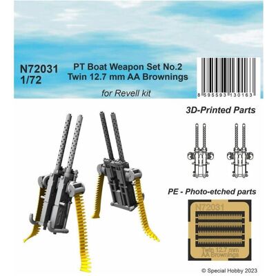 CMK PT Boat Weapon Set No.2 - Twin 12.7 mm AA Brownings (2 printed pcs) 1/72 CMK PT Boat Weapon Set No.2 - Twin 12.7 mm AA Brownings (2 printed pcs) 1/72
