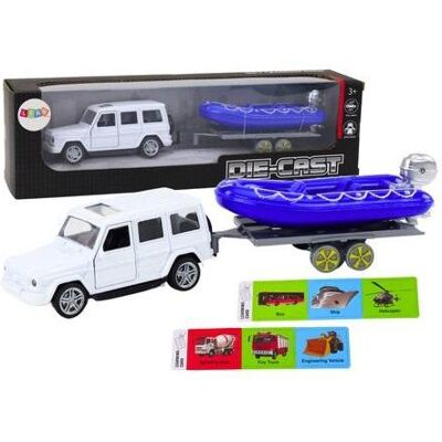 Lean Toys Geländewagen mit Anhänger und Motorboot Lean Toys Geländewagen mit Anhänger und Motorboot