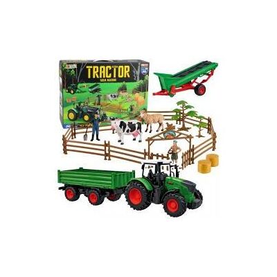 Lean Toys Landwirtschaftliches Set + Traktor mit Anhänger 45-teilig. Lean Toys Landwirtschaftliches Set + Traktor mit Anhänger 45-teilig.