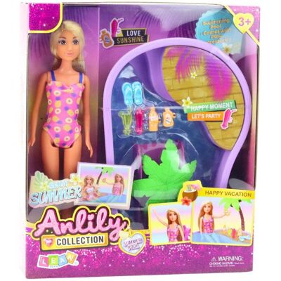 Lean Toys Anlily Puppenset "On The Beach Pool Palm Tree" Zubehör 8-tlg. Lean Toys Anlily Puppenset "On The Beach Pool Palm Tree" Zubehör 8-tlg.