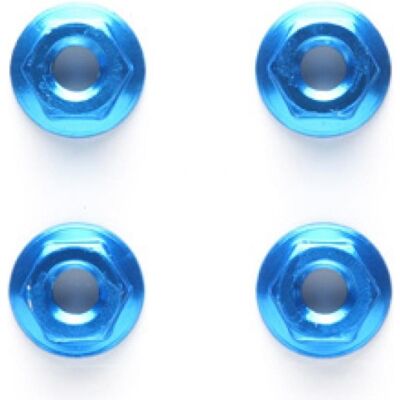Tamiya 4mm ALU Serrated Nut (4) blue Tamiya 4mm ALU Serrated Nut (4) blue