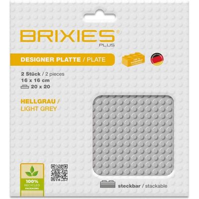 Brixies Bauplatte 20x20 Basic Doppelpack hellgrau Brixies Bauplatte 20x20 Basic Doppelpack hellgrau