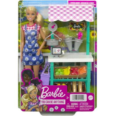 Barbie Bauernmarkt-Spielset "Spass auf dem Bauernhof", -Puppe (blond), Marktstand, Acker, Gemüse, Brot Barbie Bauernmarkt-Spielset "Spass auf dem Bauernhof", -Puppe (blond), Marktstand, Acker, Gemüse, Brot
