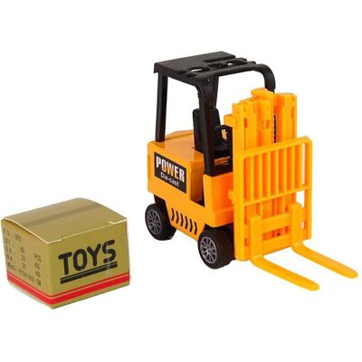 Lean Toys Orangefarbener Gabelstapler mit Reibungsantrieb Lean Toys Orangefarbener Gabelstapler mit Reibungsantrieb