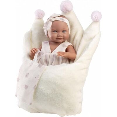 Llorens Vinyl-Babypuppe Nica im weissen Schlafsack 40cm Llorens Vinyl-Babypuppe Nica im weissen Schlafsack 40cm