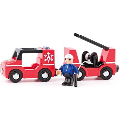 Woody Wagenset für Zug - Feuerwehr, 4-teilig Woody Wagenset für Zug - Feuerwehr, 4-teilig