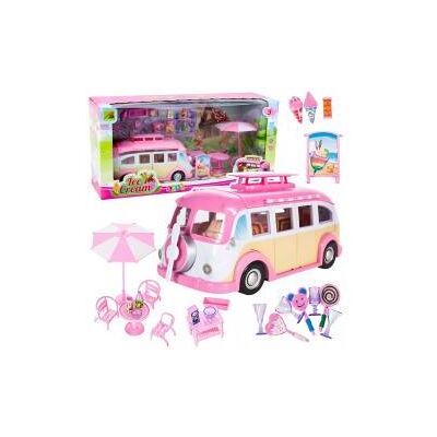 Lean Toys Ica Cream Car Camper Eisdiele für Puppen, faltbar, rosa Lean Toys Ica Cream Car Camper Eisdiele für Puppen, faltbar, rosa