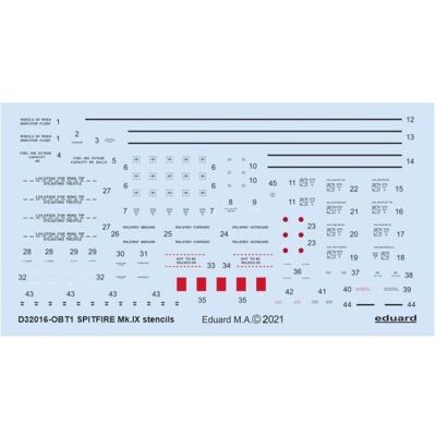 Eduard Spitfire Mk.IX stencils for TAMIYA/REVELL Eduard Spitfire Mk.IX stencils for TAMIYA/REVELL