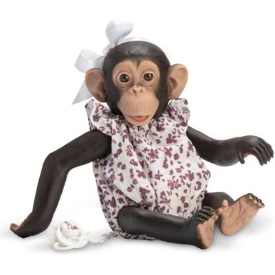 Asi Spanischer Lola-Affe im geblümten Strampler, 32 cm Asi Spanischer Lola-Affe im geblümten Strampler, 32 cm