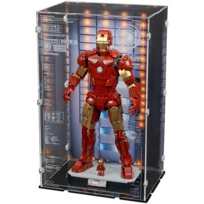 iDisplayit Acryl-Display für LEGO 76344 Iron Man Mark 3 Sammleredition Hintergrundbild & schwarzem Boden) iDisplayit Acryl-Display für LEGO 76344 Iron Man Mark 3 Sammleredition Hintergrundbild & schwarzem Boden)