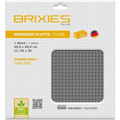 Brixies Bauplatte 32x32 Basic dunkelgrau Brixies Bauplatte 32x32 Basic dunkelgrau