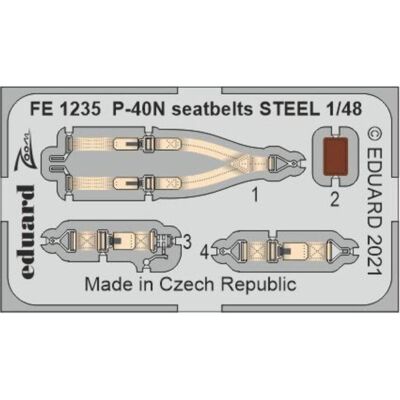 Eduard P-40N seatbelts STEEL, for ACADEMY Eduard P-40N seatbelts STEEL, for ACADEMY