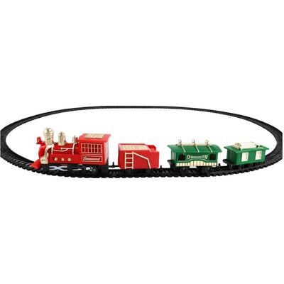 Lean Toys Klassische Mini-Eisenbahn, batteriebetriebene Lokomotiven, Waggons mit Schienen, 13-teilig. Lean Toys Klassische Mini-Eisenbahn, batteriebetriebene Lokomotiven, Waggons mit Schienen, 13-teilig.