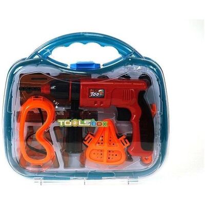 Adar Ein Satz Werkzeuge in einem Koffer mit einer Bohrmaschine Adar Ein Satz Werkzeuge in einem Koffer mit einer Bohrmaschine