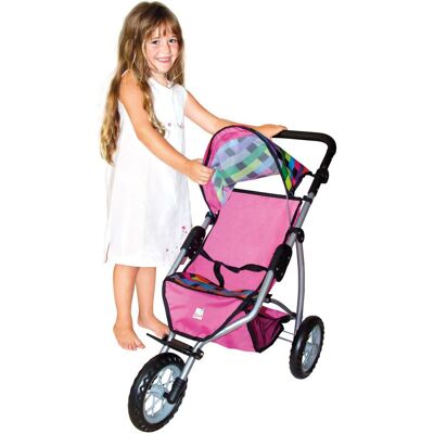 Mertens Bino 82912 - Puppenwagen Jogger 3 Räder Pink/bunt Mertens Bino 82912 - Puppenwagen Jogger 3 Räder Pink/bunt