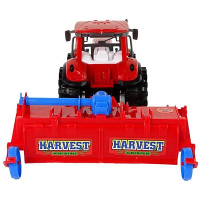 Lean Toys Roter Traktor mit Pflug-Reibungsantrieb Lean Toys Roter Traktor mit Pflug-Reibungsantrieb
