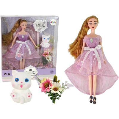 Lean Toys Emily Langhaar-Babypuppe mit weisser Katze Lean Toys Emily Langhaar-Babypuppe mit weisser Katze