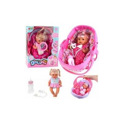 Lean Toys Babypuppe in Tragetasche, Flasche, Schnuller, spricht, plappert, Wee Lean Toys Babypuppe in Tragetasche, Flasche, Schnuller, spricht, plappert, Wee