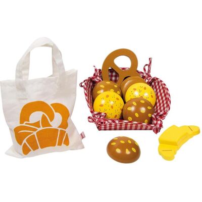 Goki, Kaufladen Zubehör, Frühstück Korb/Picknick set mit hölzernen Brot Goki, Kaufladen Zubehör, Frühstück Korb/Picknick set mit hölzernen Brot