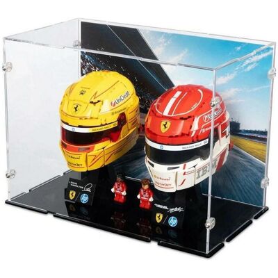 iDisplayit Acryl-Display für 2 x LEGO F1 Helme (Mit Hintergrundbild & schwarzem Boden) iDisplayit Acryl-Display für 2 x LEGO F1 Helme (Mit Hintergrundbild & schwarzem Boden)