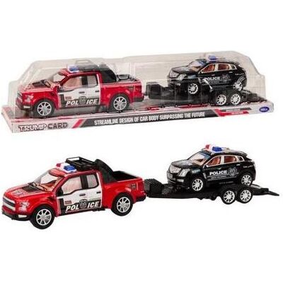 Lean Toys Polizei stellt Polizei-Pickup-Truck mit Anhängeranhänger auf Lean Toys Polizei stellt Polizei-Pickup-Truck mit Anhängeranhänger auf