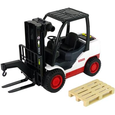 Lean Toys Gabelstapler mit beweglicher Gabelpalette. Lean Toys Gabelstapler mit beweglicher Gabelpalette.