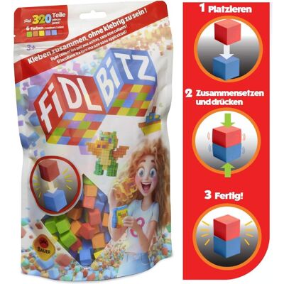 Bauer „Fidl Bitz - Bag of Bitz: Spielset mit ca. 320 bunten Schaumstoffwürfeln zum Bauen und Konstru Bauer „Fidl Bitz - Bag of Bitz: Spielset mit ca. 320 bunten Schaumstoffwürfeln zum Bauen und Konstru