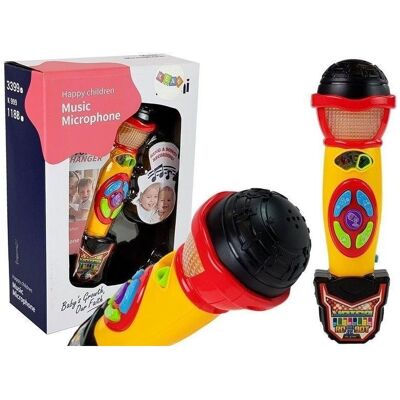 Lean Toys Gelb-schwarzes Karaoke-Mikrofon, das Lieder aufnimmt Lean Toys Gelb-schwarzes Karaoke-Mikrofon, das Lieder aufnimmt