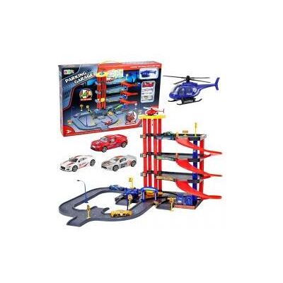 Lean Toys Mehrstöckiges Parkhaus mit 4 Ebenen und Aufzug, Hubschrauberlandeplätze, 70 Stellplätze. Lean Toys Mehrstöckiges Parkhaus mit 4 Ebenen und Aufzug, Hubschrauberlandeplätze, 70 Stellplätze.