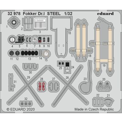 Eduard Fokker Dr.I Stahl - 1:32 Flugzeug-Detailset Eduard Fokker Dr.I Stahl - 1:32 Flugzeug-Detailset