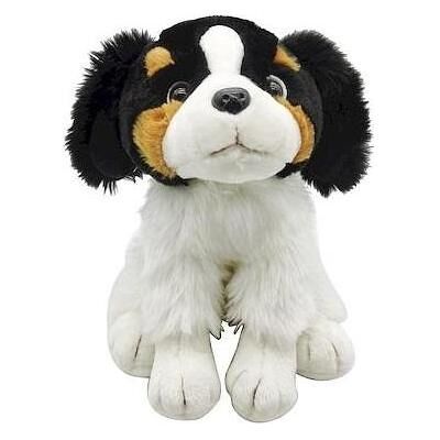 Smily Plüsch sitzender Hund weiss schwarz Smily Plüsch sitzender Hund weiss schwarz