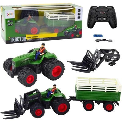 Lean Toys Ferngesteuerter RC-Traktor mit Anhänger Lean Toys Ferngesteuerter RC-Traktor mit Anhänger