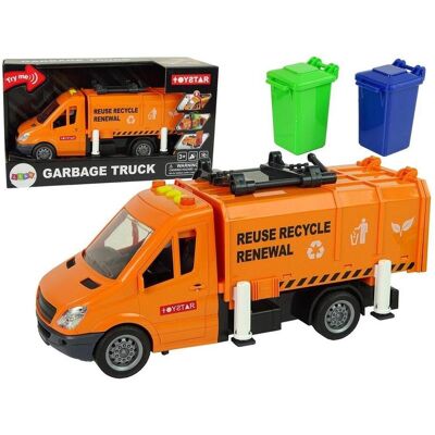 Lean Toys Lean Cars Müllwagen mit Reibungsgetriebe-Soundeffekten Orange Lean Toys Lean Cars Müllwagen mit Reibungsgetriebe-Soundeffekten Orange