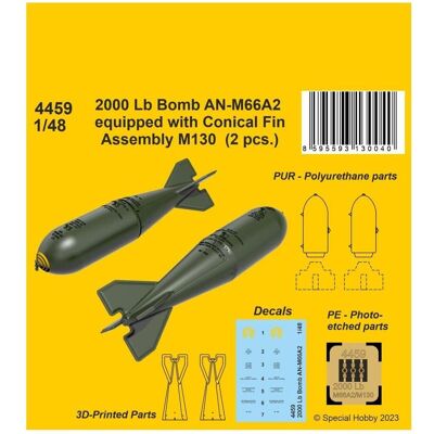 CMK 2000 Lb Bomb AN-M66A2 equipped with Conical Fin Assembly M130 (2 pcs.) CMK 2000 Lb Bomb AN-M66A2 equipped with Conical Fin Assembly M130 (2 pcs.)