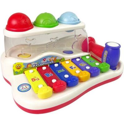 Lean Toys Pädagogisches Hackbrett für Kleinkinder. Hämmern Sie bunte Bälle Lean Toys Pädagogisches Hackbrett für Kleinkinder. Hämmern Sie bunte Bälle