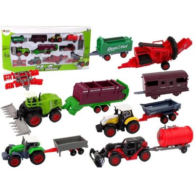 Lean Toys Set Landwirtschaftsfahrzeuge Traktor 12-teilig aus Metall Lean Toys Set Landwirtschaftsfahrzeuge Traktor 12-teilig aus Metall