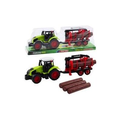 Lean Toys Lean Landwirtschaftlicher Traktor Mit Hds-Anhänger Für Den Transport Von Holzballen Lean Toys Lean Landwirtschaftlicher Traktor Mit Hds-Anhänger Für Den Transport Von Holzballen