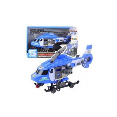 Lean Toys Polizeihubschrauber Haken Trage Lichter Geräusche Blau 1:16 Lean Toys Polizeihubschrauber Haken Trage Lichter Geräusche Blau 1:16