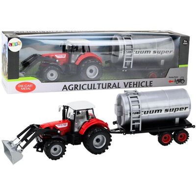 Lean Toys Traktor mit rotem Tankanhänger Lean Toys Traktor mit rotem Tankanhänger