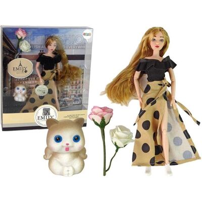 Lean Toys Emily-Puppe mit Rosenkatzen-Langhaar Lean Toys Emily-Puppe mit Rosenkatzen-Langhaar
