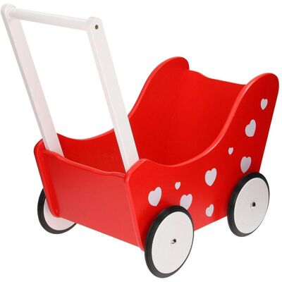 Playwood Puppen Wagen rot mit Herzen Playwood Puppen Wagen rot mit Herzen