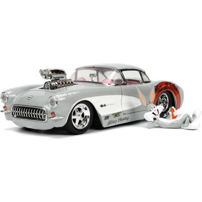 Jada Looney Tunes 1/24 Hollywood Rides 1957 Chevrolet Corvette avec Bugs Bunny figurine Jada Looney Tunes 1/24 Hollywood Rides 1957 Chevrolet Corvette avec Bugs Bunny figurine