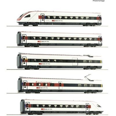 Roco 7710036 H0 5-piece Set: Electrical train set ICN (DCC) Type RABDe 500, of the Swiss Federal (Spur H0) Roco 7710036 H0 5-piece Set: Electrical train set ICN (DCC) Type RABDe 500, of the Swiss Federal (Spur H0)