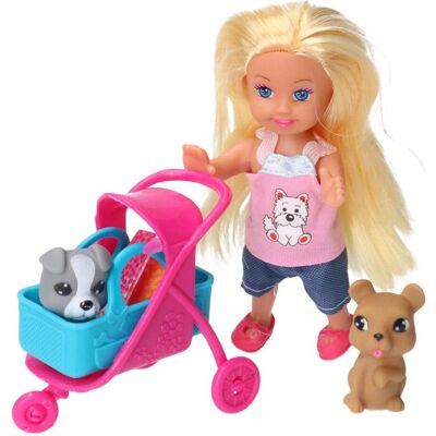Lean Toys Lean Mini Puppe Kinderwagen Set Hunde Grau Braun Lean Toys Lean Mini Puppe Kinderwagen Set Hunde Grau Braun