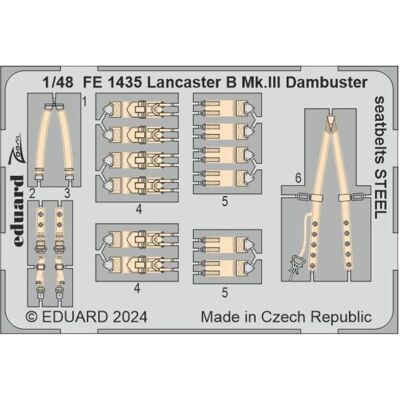Eduard Lancaster B Mk.III Dambuster seatbelts STEEL 1/48 HKM Eduard Lancaster B Mk.III Dambuster seatbelts STEEL 1/48 HKM