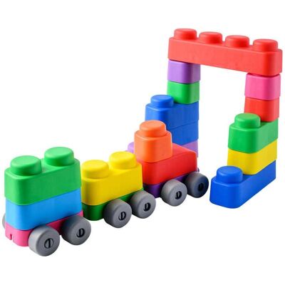 Activity Board Lernspielzeug, Soft Blocks Plus Wheels - 25 Blöcke und 16 Räder Activity Board Lernspielzeug, Soft Blocks Plus Wheels - 25 Blöcke und 16 Räder